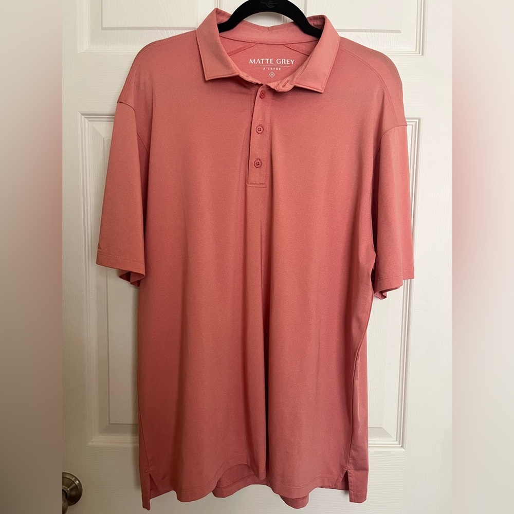 Matte Grey Men's XL Golf Polo Short Sleeve (Peach) Collard/Buttons
